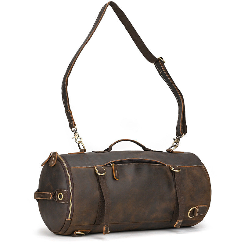 Crazy Horse Leather Duffle Backpack – Convertible Travel Bag
