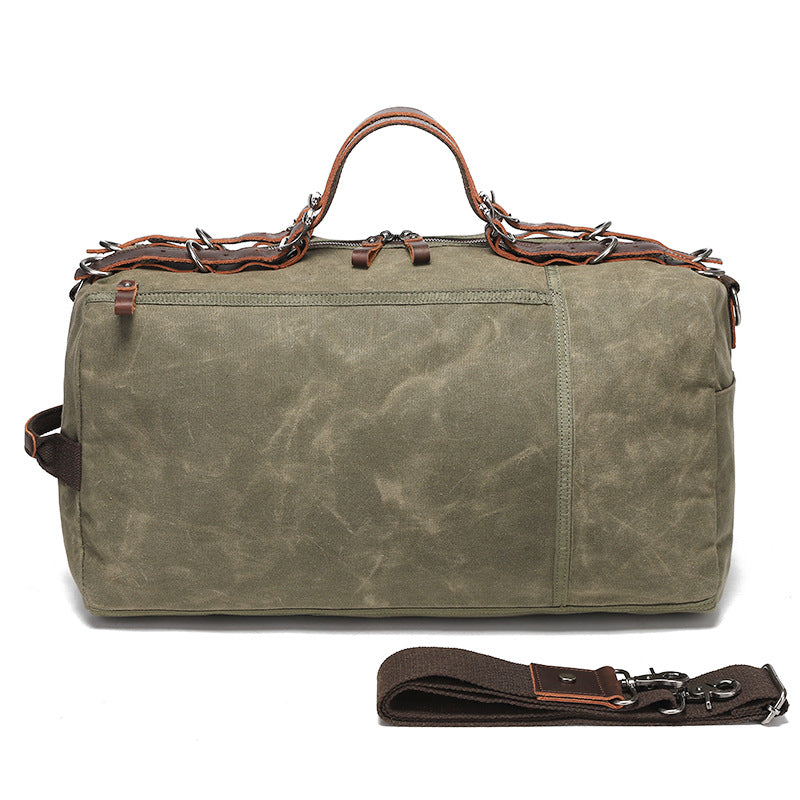 Vintage Waxed Canvas Weekender Duffel Bag