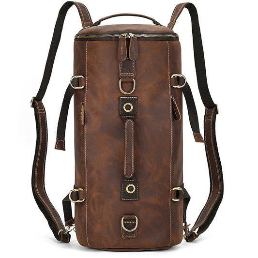 Crazy Horse Leather Duffle Backpack – Convertible Travel Bag