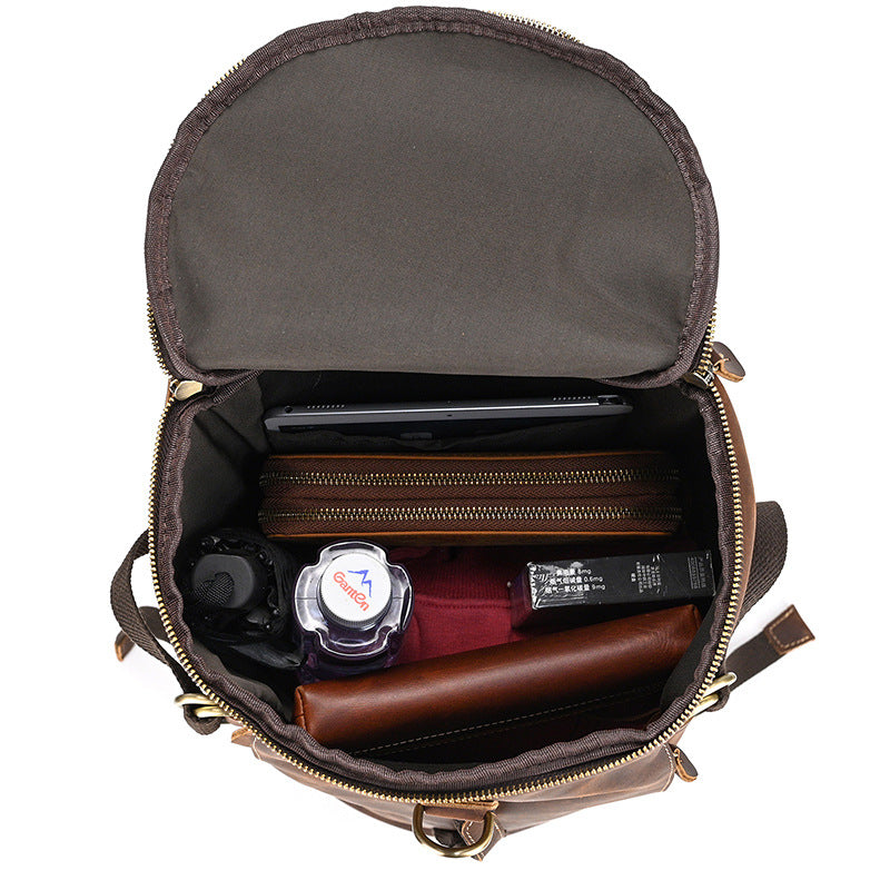 Crazy Horse Leather Duffle Backpack – Convertible Travel Bag