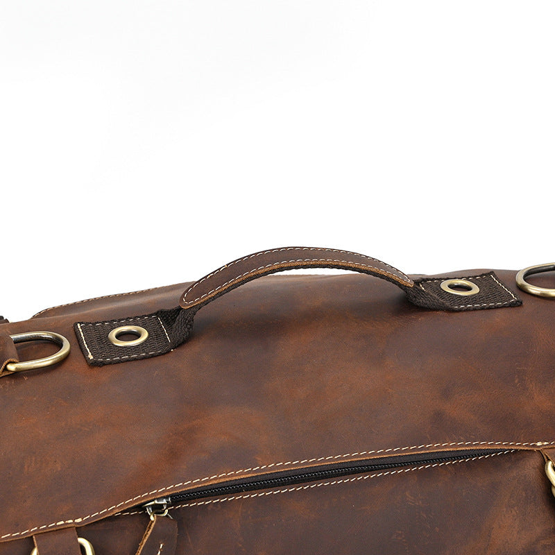 Crazy Horse Leather Duffle Backpack – Convertible Travel Bag