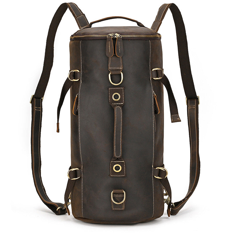 Crazy Horse Leather Duffle Backpack – Convertible Travel Bag