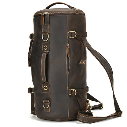Convertible Crazy Horse Leather Duffle Backpack