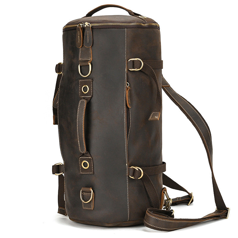 Crazy Horse Leather Duffle Backpack – Convertible Travel Bag
