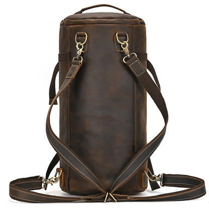 Crazy Horse Leather Duffle Backpack – Convertible Travel Bag