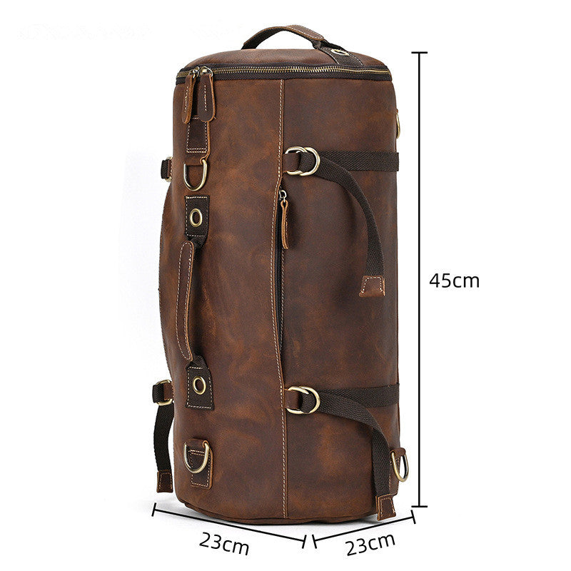 Crazy Horse Leather Duffle Backpack – Convertible Travel Bag