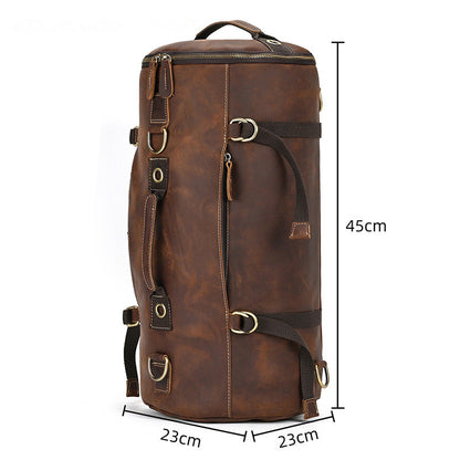 Crazy Horse Leather Duffle Backpack – Convertible Travel Bag