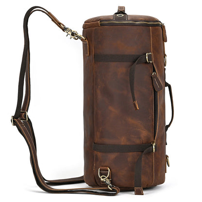 Crazy Horse Leather Duffle Backpack – Convertible Travel Bag