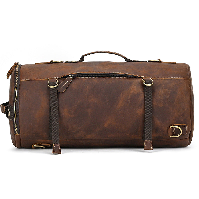 Crazy Horse Leather Duffle Backpack – Convertible Travel Bag