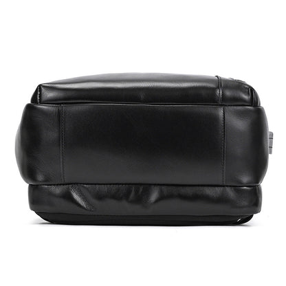 Botton view of Classic Black leather bag on a white background