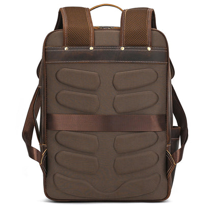 Vintage Brown backpack with textured back panel on a white background
