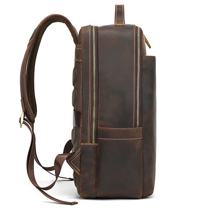 Vintage Brown leather backpack on a white background