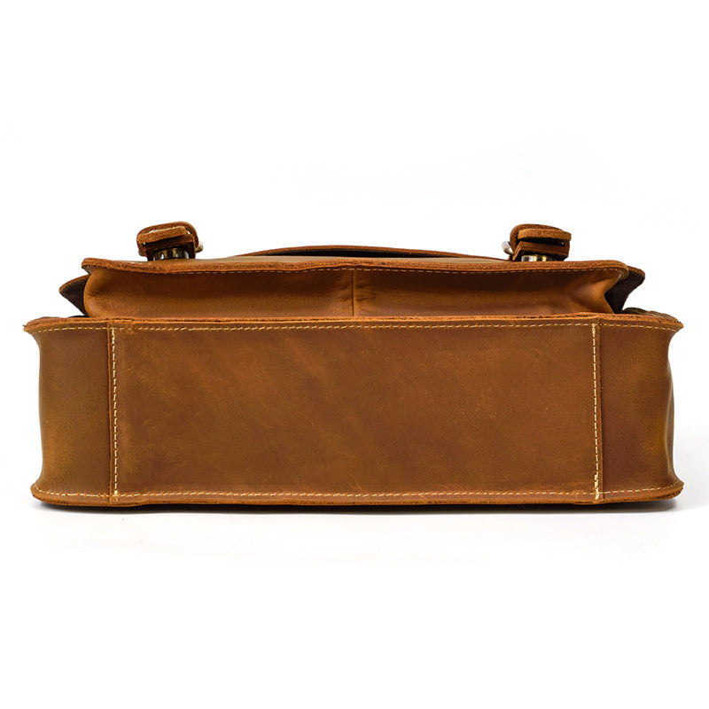 leather messenger bag bottom structure thick leather base