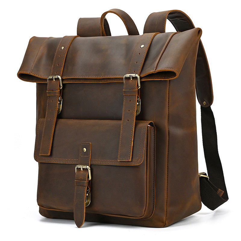 Crazy Horse Leather Rolltop Backpack – Vintage Travel & Work Bag
