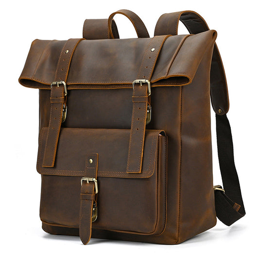 Crazy Horse Leather Rolltop Backpack – Vintage Travel & Work Bag