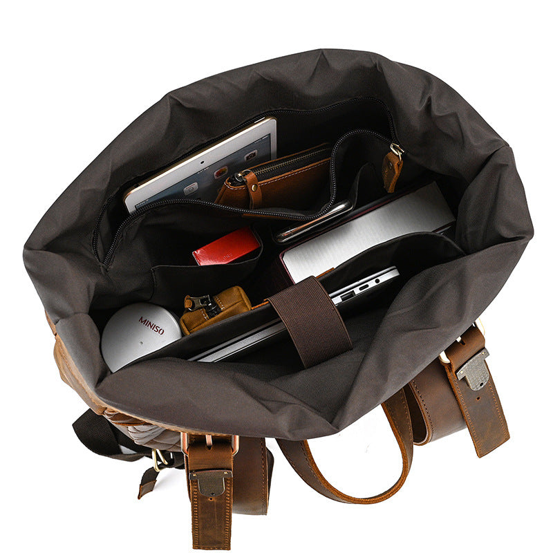 Crazy Horse Leather Rolltop Backpack – Vintage Travel & Work Bag