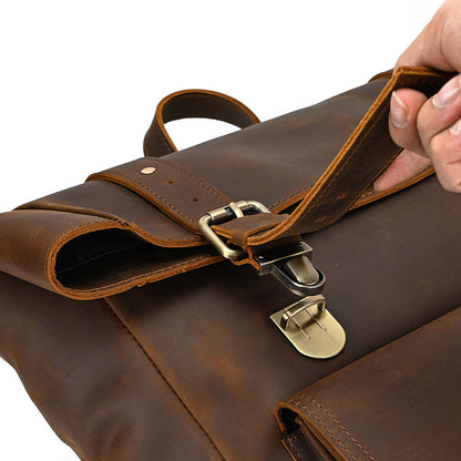 Crazy Horse Leather Rolltop Backpack – Vintage Travel & Work Bag
