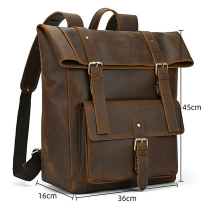 Crazy Horse Leather Rolltop Backpack – Vintage Travel & Work Bag