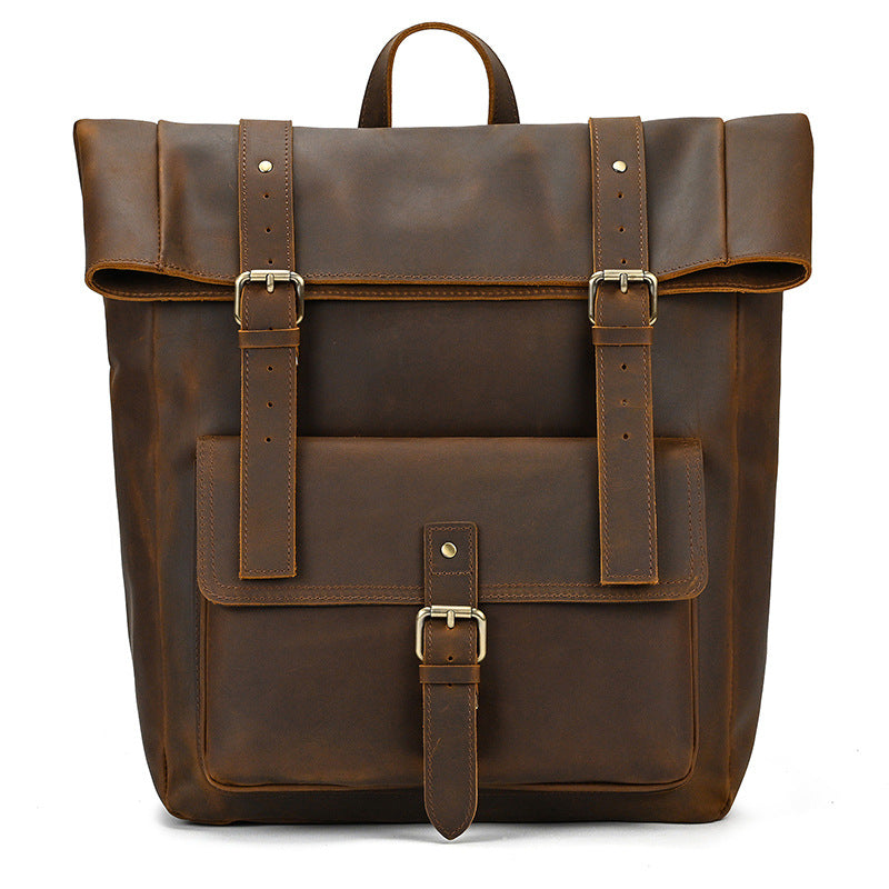 Crazy Horse Leather Rolltop Backpack – Vintage Travel & Work Bag