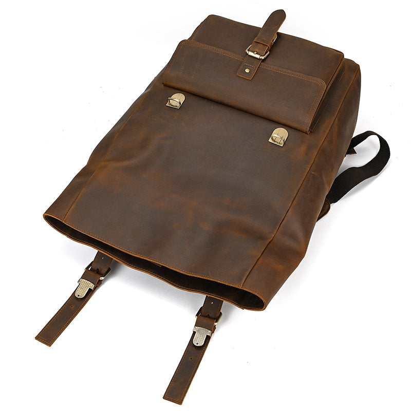 Crazy Horse Leather Rolltop Backpack – Vintage Travel & Work Bag
