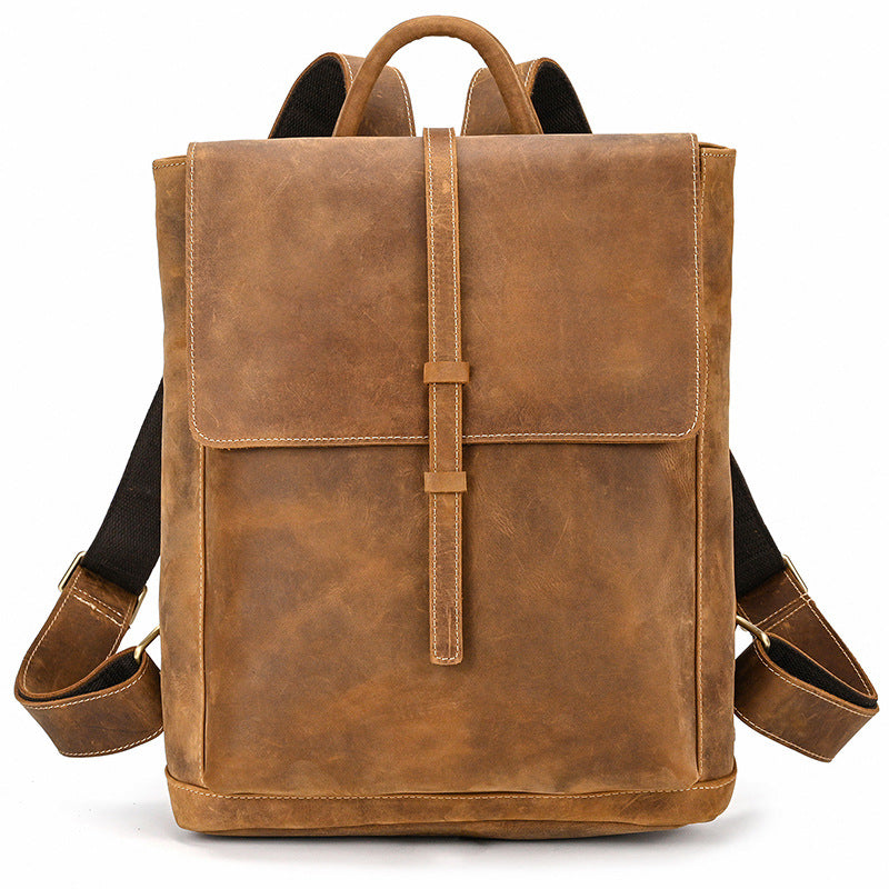 Crazy Horse Leather Slim Backpack – Minimal Vintage Style