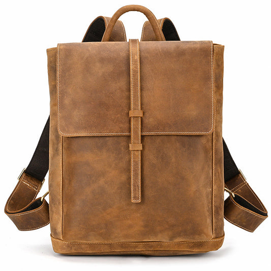 Crazy Horse Leather Slim Backpack – Minimal Vintage Style