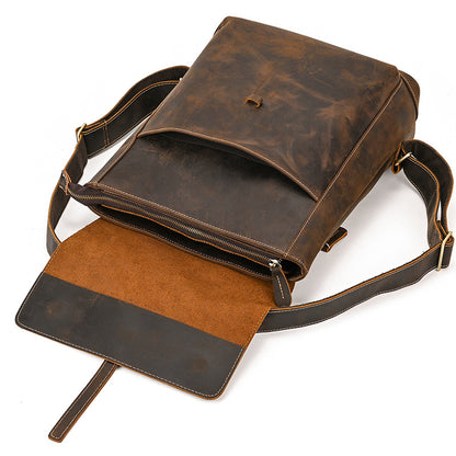 Crazy Horse Leather Slim Backpack – Minimal Vintage Style