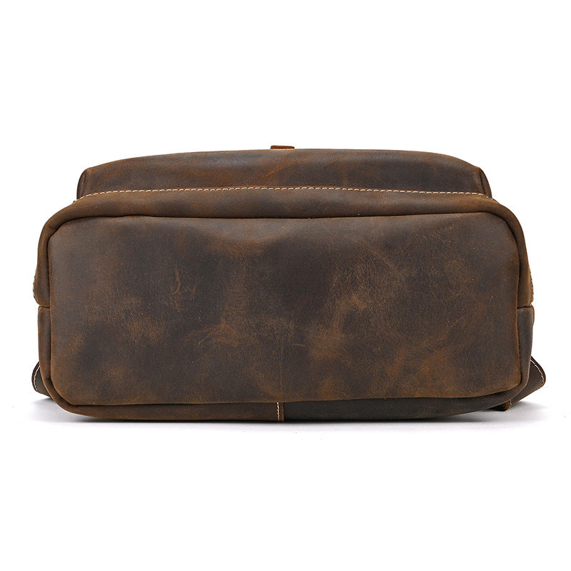 Crazy Horse Leather Slim Backpack – Minimal Vintage Style