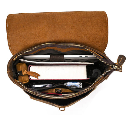 Crazy Horse Leather Slim Backpack – Minimal Vintage Style