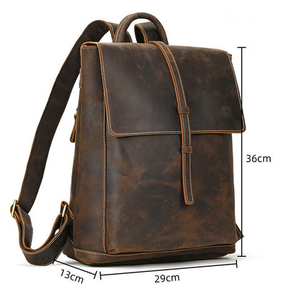 Crazy Horse Leather Slim Backpack – Minimal Vintage Style