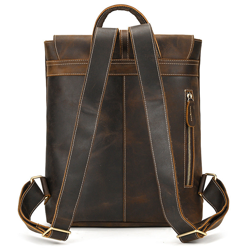 Crazy Horse Leather Slim Backpack – Minimal Vintage Style