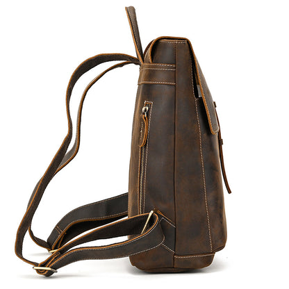 Crazy Horse Leather Slim Backpack – Minimal Vintage Style