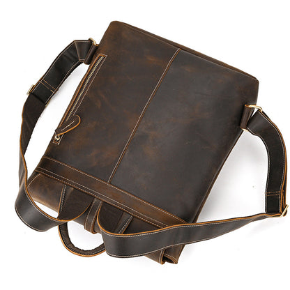 Crazy Horse Leather Slim Backpack – Minimal Vintage Style