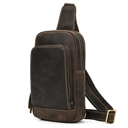 Crazy Horse Leather Sling Bag – Compact Everyday Crossbody