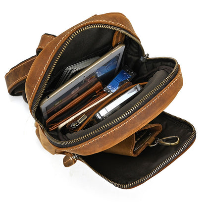 Crazy Horse Leather Sling Bag – Compact Everyday Crossbody