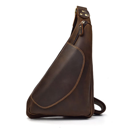 Crazy Horse Leather Sling Bag – Ergonomic Anti-Theft Crossbody