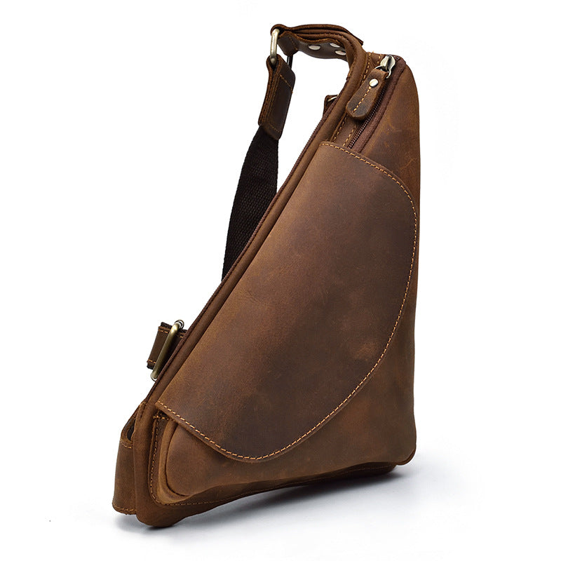 Crazy Horse Leather Sling Bag – Ergonomic Anti-Theft Crossbody
