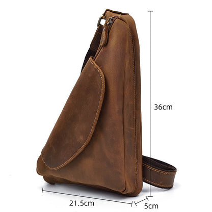 Crazy Horse Leather Sling Bag – Ergonomic Anti-Theft Crossbody