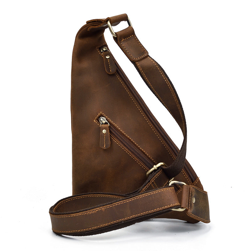 Crazy Horse Leather Sling Bag – Ergonomic Anti-Theft Crossbody