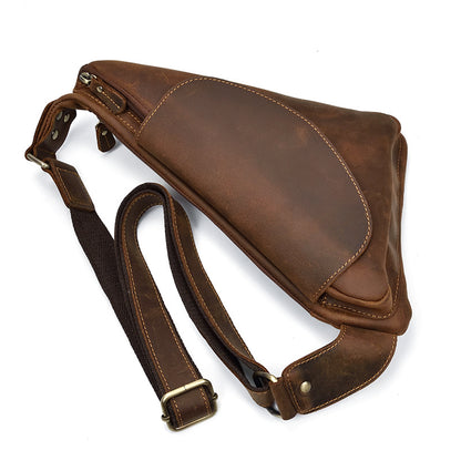 Crazy Horse Leather Sling Bag – Ergonomic Anti-Theft Crossbody