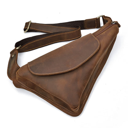 Crazy Horse Leather Sling Bag – Ergonomic Anti-Theft Crossbody