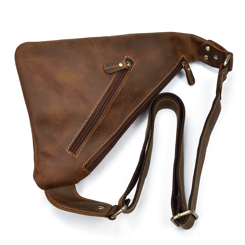 Crazy Horse Leather Sling Bag – Ergonomic Anti-Theft Crossbody