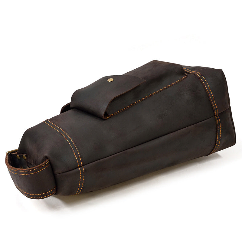 back angle view of dark brown siling bag