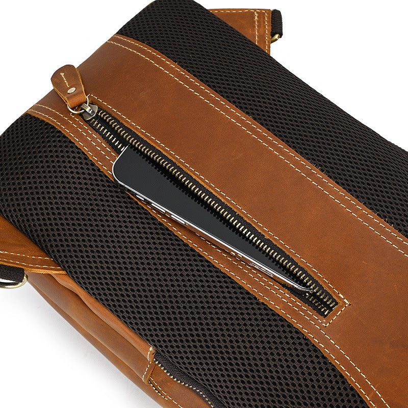 Crazy Horse Leather Sling Bag – Multi-Compartment Organizer Pack