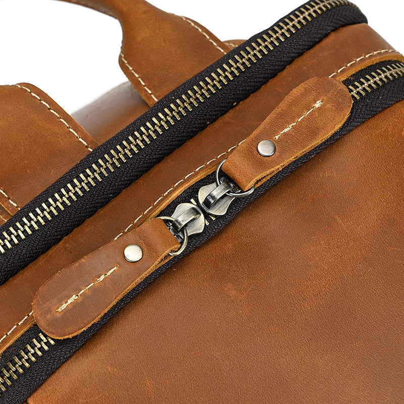 Crazy Horse Leather Sling Bag – Multi-Compartment Organizer Pack