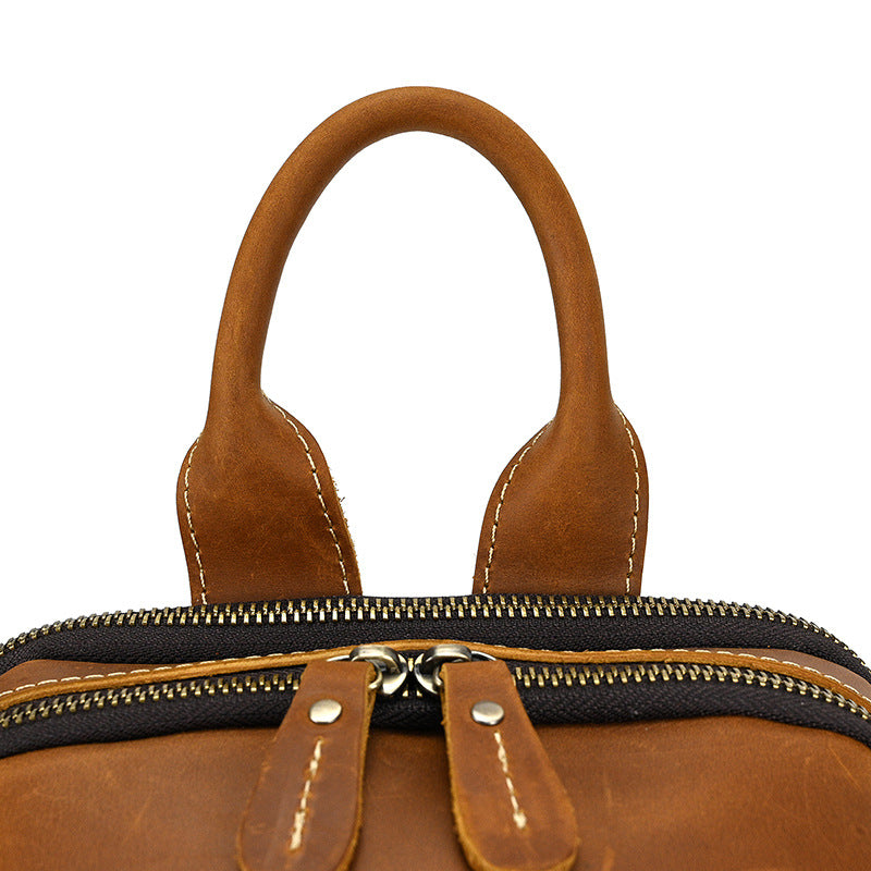 Crazy Horse Leather Sling Bag – Multi-Compartment Organizer Pack