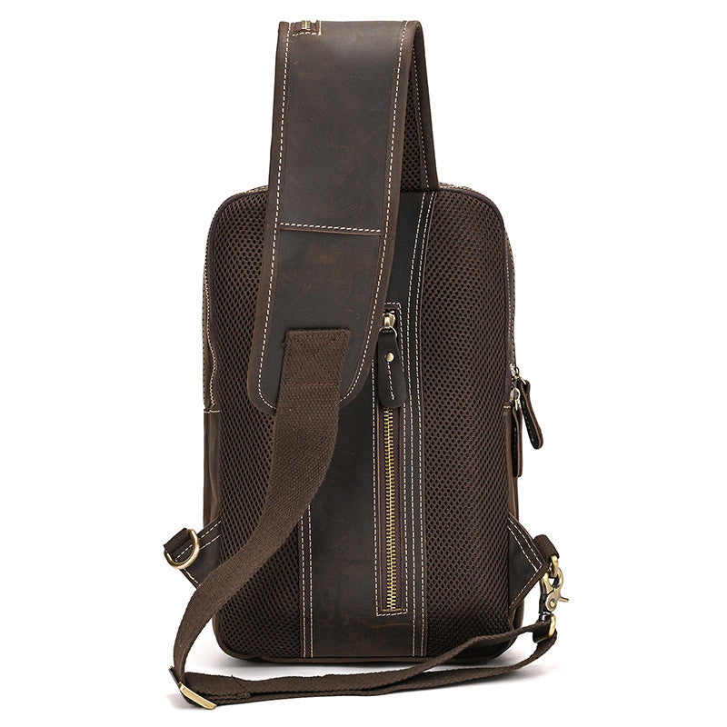 Crazy Horse Leather Sling Bag – Multi-Compartment Organizer Pack