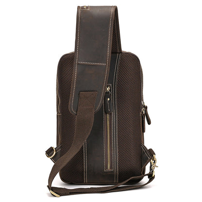 Crazy Horse Leather Sling Bag – Multi-Compartment Organizer Pack