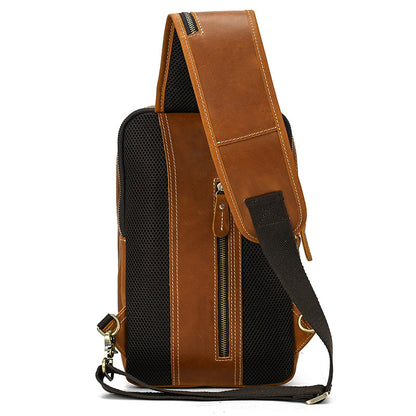 Crazy Horse Leather Sling Bag – Multi-Compartment Organizer Pack