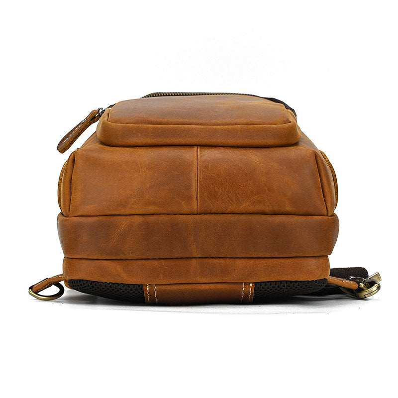 Crazy Horse Leather Sling Bag – Multi-Compartment Organizer Pack